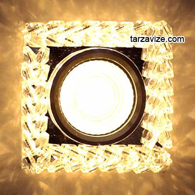 Tarzavize Sıva Altı Dekoratif Kristal Cam Led Spot Armatür Beyaz-Günışığı Işık