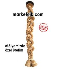 Tarzavize 60cm 3 lü Duylu ve Rozanslı 2cm Dekoratif Halat Sarkıt Avize, Saç Örgüsü Model Porselen Duy