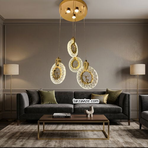Tarz Avize Alaska 4'lü Gold Modern Led Sarkıt Avize