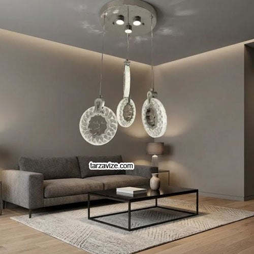 Tarz Avize Alaska 4'lü Krom Modern Led Sarkıt Avize
