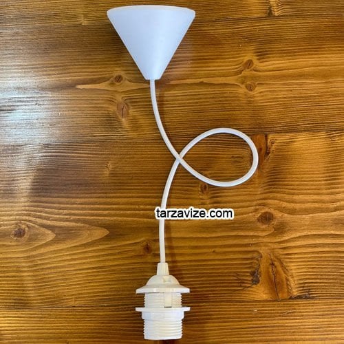 Tarzavize 60 cm E27 Duylu Siyah Beyaz Kablolu Tesisat