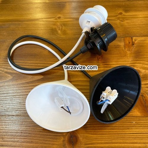 Tarzavize 60 cm E27 Duylu Siyah Beyaz Kablolu Tesisat