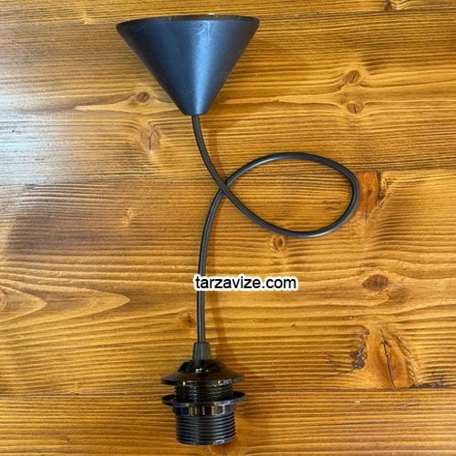 Tarzavize 60 cm E27 Duylu Siyah Beyaz Kablolu Tesisat