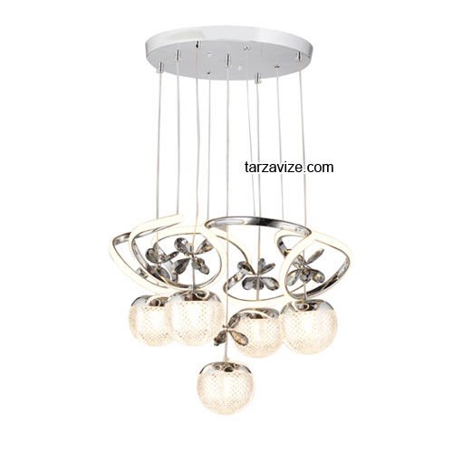 Tarz Krom 5'li Sarkıt Led Avize 3 Renk Işıklı TRZ-1100
