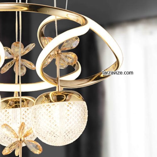 Tarz Gold 4'lü Sarkıt Led Avize 3 Renk Işıklı TRZ-1000