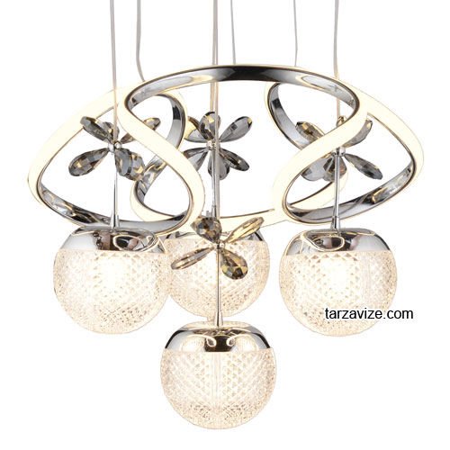 Tarz Krom 4'lü Sarkıt Led Avize 3 Renk Işıklı TRZ-1000