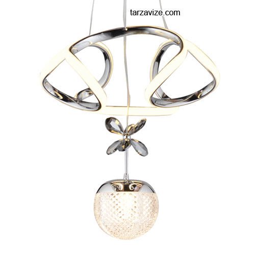 Tarz Krom Tekli Sarkıt Led Avize 3 Renk Işıklı TRZ-121