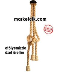 Tarzavize 2 Metre 3 lü Duylu ve Rozanslı 2cm Dekoratif Halat Sarkıt Avize Siyah Duy