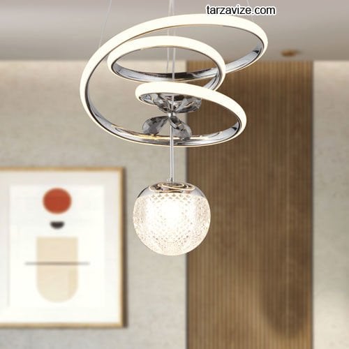 Tarz Krom Tekli Sarkıt Led Avize 3 Renk Işıklı TRZ-122