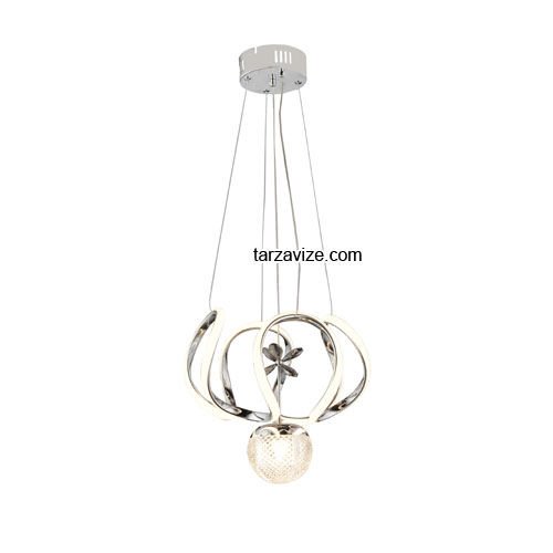 Tarz Krom Tekli Sarkıt Led Avize 3 Renk Işıklı TRZ-160