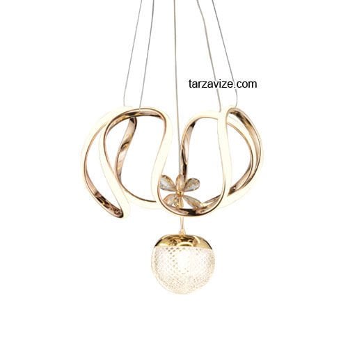 Tarz Gold Tekli Sarkıt Led Avize 3 Renk Işıklı TRZ-160