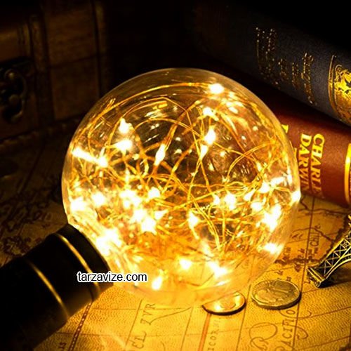 Tarzavize Dekoratif 3 watt Peri Led Rustik Ampul G95 Glop