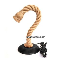 Tarzavize Dekoratif Hareketli Halat Masa Lambası 2 metre Anahtarlı Kablolu Siyah Duy