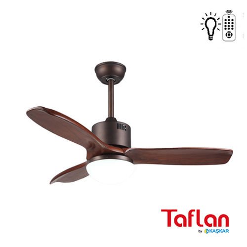 Kaşkar-Taflan F42206 Kahverengi Uzaktan Kumandalı 3 Kanatlı Aydınlatmalı Tavan Vantilatörü
