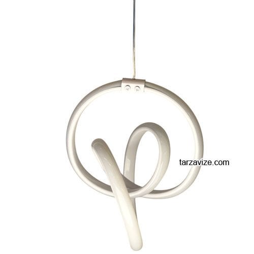 Tarz Beyaz Tekli Sarkıt Led Avize 3 Renk Işıklı TRZ-034