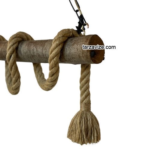 Tarzavize 2 li Halatlı Ahşap Avize