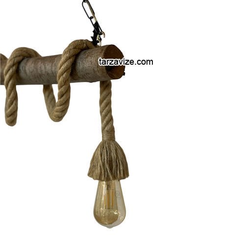 Tarzavize 2 li Halatlı Ahşap Avize