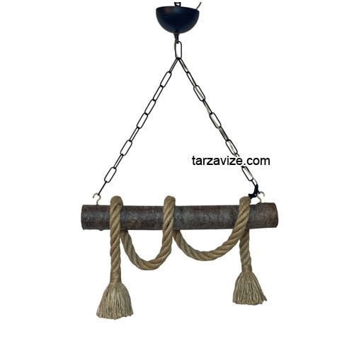 Tarzavize 2 li Halatlı Ahşap Avize