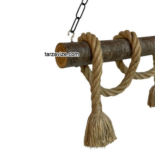 Tarzavize 2 li Halatlı Ahşap Avize