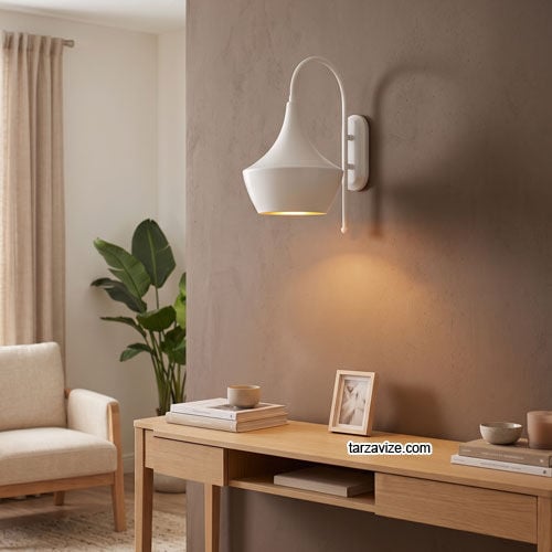 Tarzavize TRZ3470-1 Dekoratif Beyaz Retro Tarz Duvar Aplik