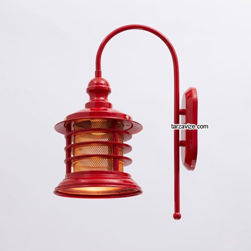 Tarzavize TRZ3471-2 Dekoratif Kırmızı Retro Duvar Aplik