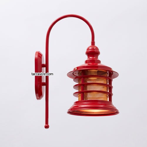Tarzavize TRZ3471-2 Dekoratif Kırmızı Retro Duvar Aplik