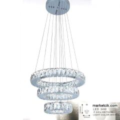 Tarzavize 34 Watt Dekoratif Kristal Camlı Led Avize Gün ışığı