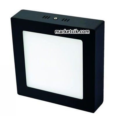 Tarzavize Siyah 18 Watt Sıva Üstü Kare Led Panel Armatür Günışığı-Beyaz Işık Beyaz