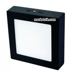Tarzavize Siyah 18 Watt Sıva Üstü Kare Led Panel Armatür Günışığı-Beyaz Işık Beyaz