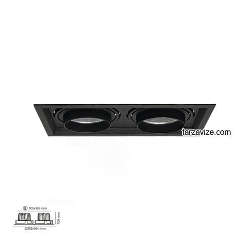 Tarzavize 2x30-40 Watt Sıva Altı İkili Mağaza Led Spot Armatür Siyah-Beyaz Kasa TR2082