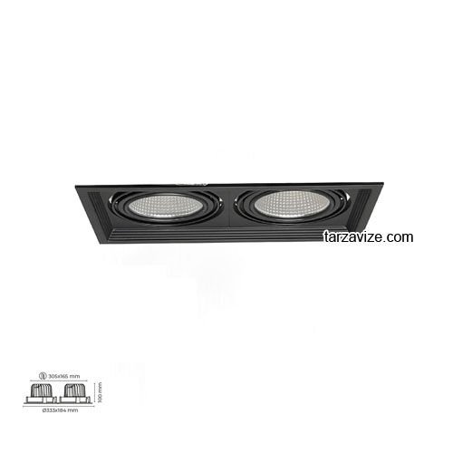 Tarzavize 2x30-40 Watt Sıva Altı İkili Mağaza Led Spot Armatür Siyah-Beyaz Kasa TR2082D