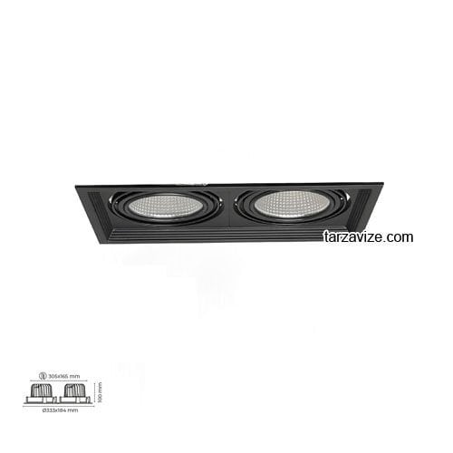 Tarzavize 2x30-40 Watt Sıva Altı İkili Mağaza Led Spot Armatür Siyah-Beyaz Kasa TR2082D