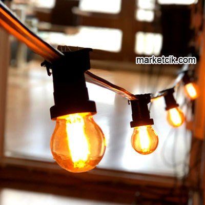 Marketcik Sıralı Bahçe Aydınlatma, Seyyar Bahçe Işıklandırma Kablosu 50 cm Aralıklı 18 Metre