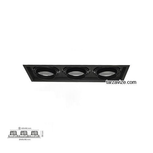 Tarzavize 3x30-40 Watt Sıva Altı Üçlü Mağaza Led Spot Armatür Siyah-Beyaz Kasa TR2083