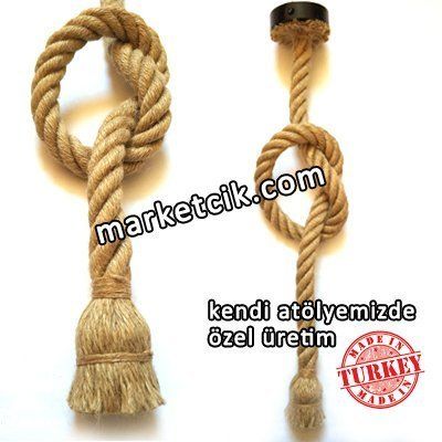 Tarzavize 1,5 Metre Duylu ve Rozanslı 2cm Dekoratif Halat Sarkıt Avize Siyah Duy