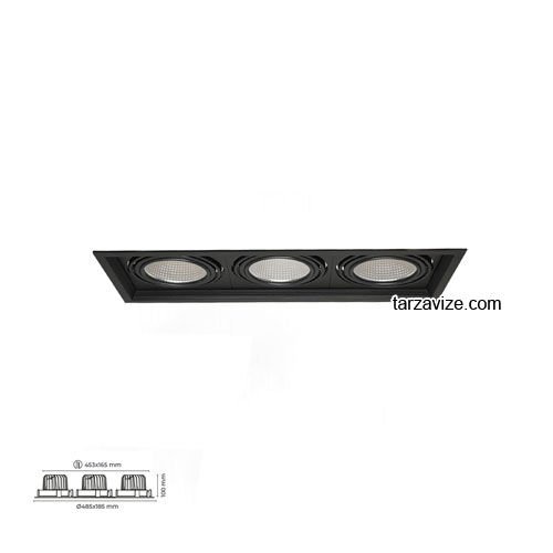 Tarzavize 3x30-40 Watt Sıva Altı Üçlü Mağaza Led Spot Armatür Siyah-Beyaz Kasa TR2083D