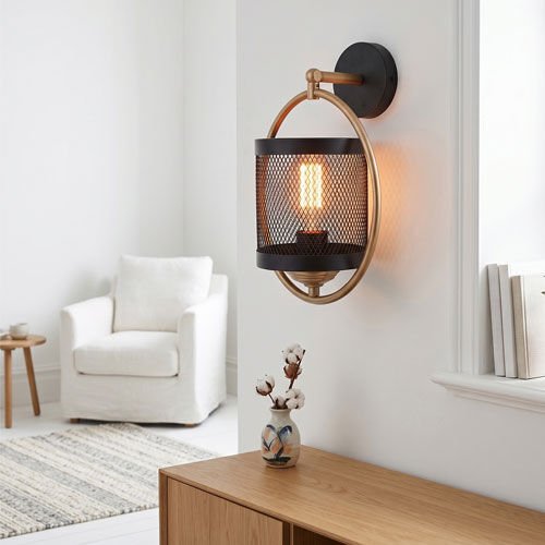 Tarz Avize TAP34 Izgaralı Dekoratif Siyah Retro Modern Duvar Aplik