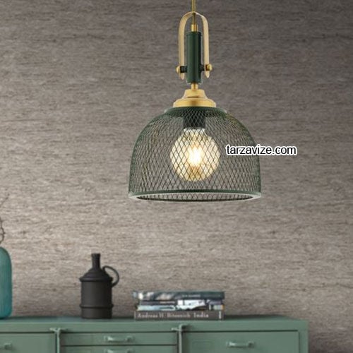 Tarzavize TRTA111 Dekoratif Kafesli Siyah Tekli Retro Modern Sarkıt Avize