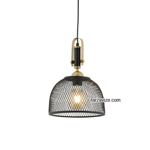 Tarzavize TRTA111 Dekoratif Kafesli Siyah Tekli Retro Modern Sarkıt Avize