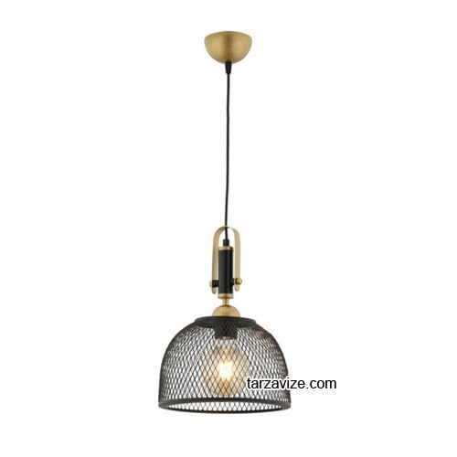 Tarzavize TRTA111 Dekoratif Kafesli Siyah Tekli Retro Modern Sarkıt Avize