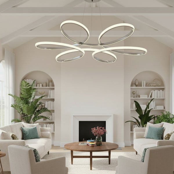 Papatya Modern LED Avize - 3 Renk Işıklı Tekli Sarkıt Tarz Avize