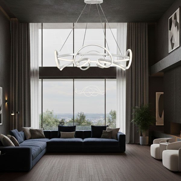 Mınımalısm Modern LED Avize - 3 Renk Işıklı Tekli Sarkıt Tarz Avize