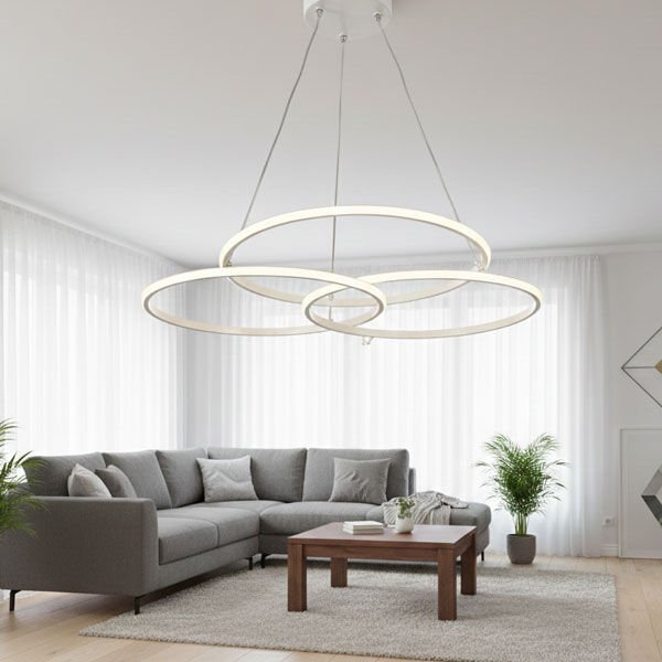 Çakır Modern LED Avize - 3 Renk Işıklı Tekli Sarkıt Tarz Avize