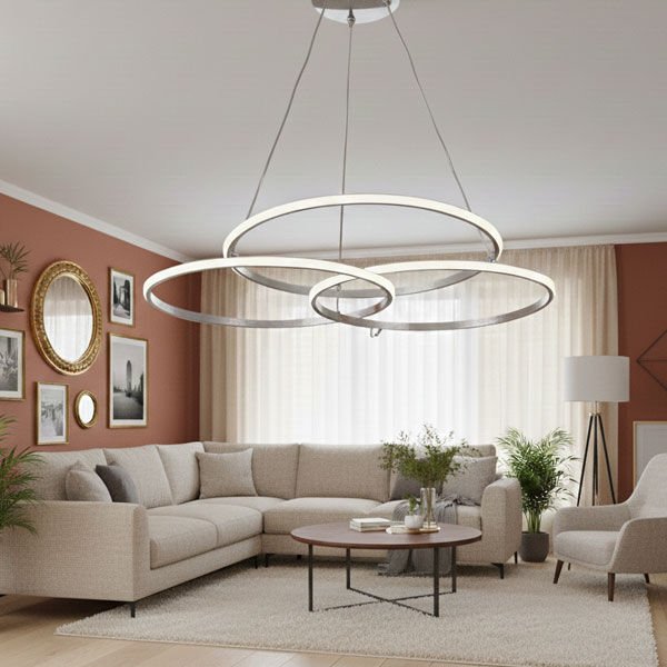Çakır Modern LED Avize - 3 Renk Işıklı Tekli Sarkıt Tarz Avize