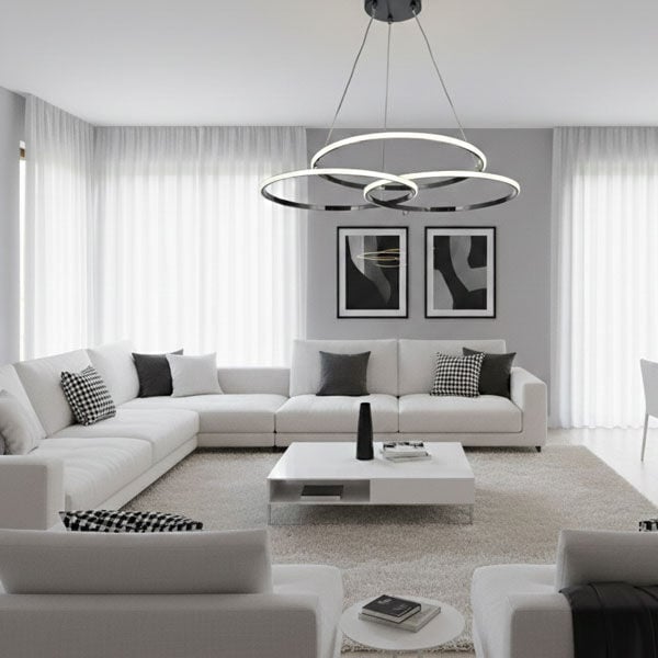 Çakır Modern LED Avize - 3 Renk Işıklı Tekli Sarkıt Tarz Avize