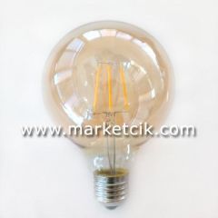 Edison Dekoratif Rustik G95 Led Glop Ampul 4 Watt E27 Duy, G95 Glop Ampul Modeli 9,5cm, Dim Edilebilir