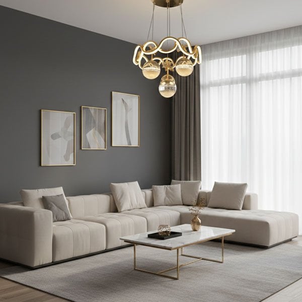 Alyans 4 Top Modern LED Avize - 3 Renk Işıklı Tekli Sarkıt Tarz Avize