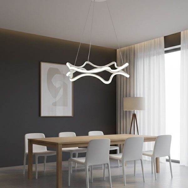 İç İçe Yıldız Modern LED Avize - 3 Renk Işıklı Tekli Sarkıt Tarz Avize