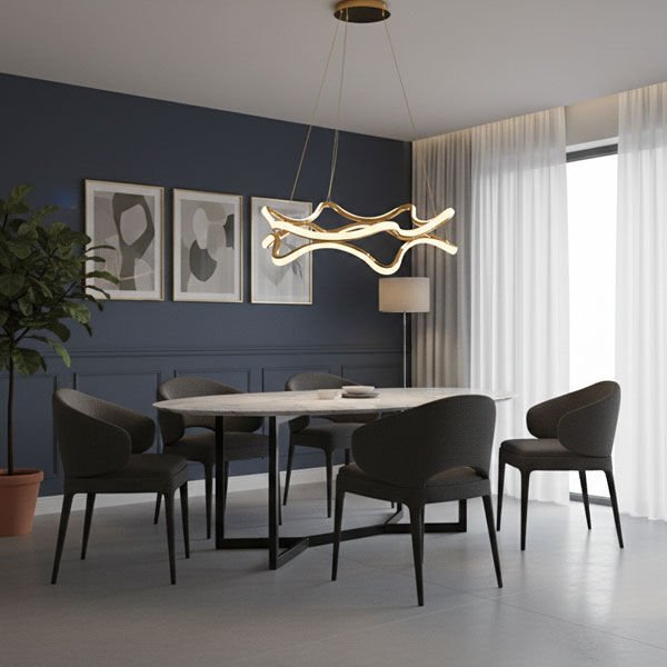 İç İçe Yıldız Modern LED Avize - 3 Renk Işıklı Tekli Sarkıt Tarz Avize