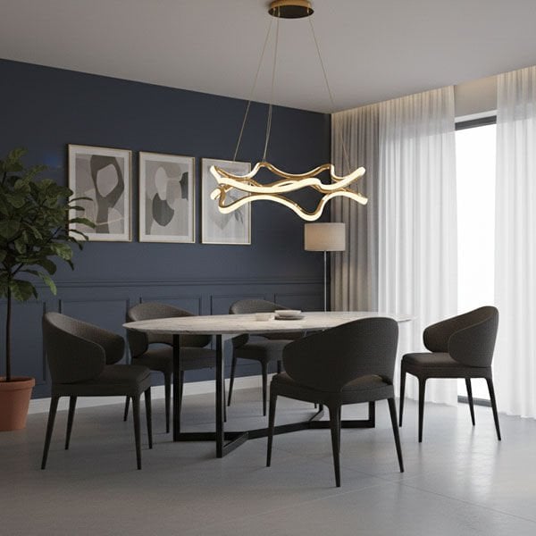 İç İçe Yıldız Modern LED Avize - 3 Renk Işıklı Tekli Sarkıt Tarz Avize